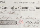 Capital & Counties Bank cheque 1896