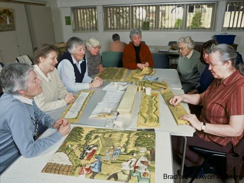 Working on the Embroidery