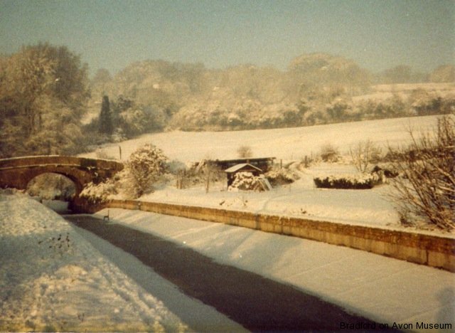 Near Elbow Bend, Winsley; the  Kennet & Avon Canal has been lined, but not yet watered, c1983