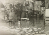 Flood at the back of the Swan, Bradford on Avon, probably 1963
