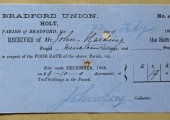 Bradford Union poor rate receipt