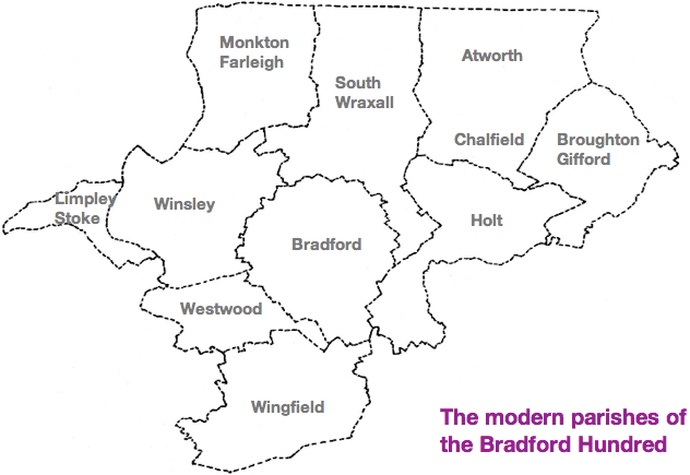 The modern parishes of the Bradford Hundred