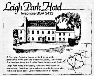 Leigh Park Hotel, Bradford on Avon 1970s advertisement